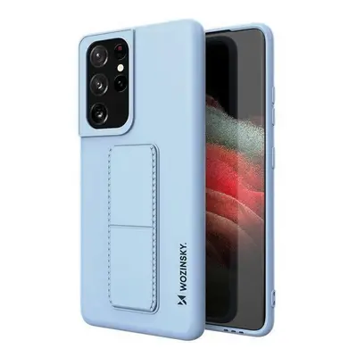 Wozinsky Flexibilní silikonové pouzdro se stojánkem na Samsung Galaxy S21 ULTRA 5G light blue