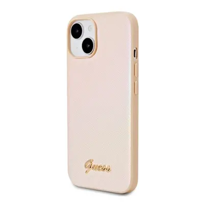 Guess hard obal na iPhone 15 6.1" Gold Leather Iridescent Metal