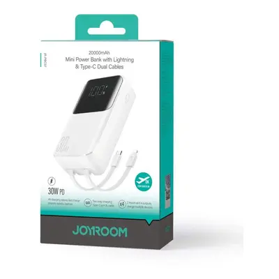 Joyroom JR-PBC07 minipowerbanka 20000mAh 30W se zabudovanými kabely USB-C a Lightning Bílá