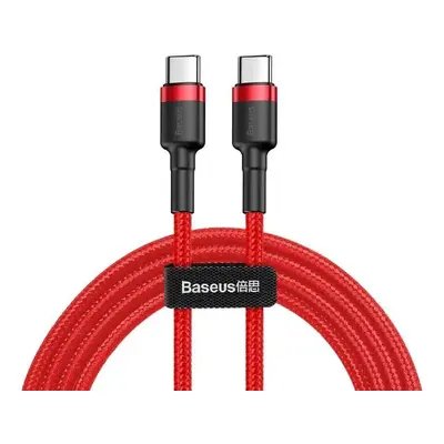 Odolný kabel nylonem opletený USB-C / USB-C PD QC 60W 3A 480Mb/s Baseus Cafule 2m Červený