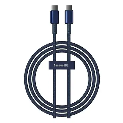 Odolný kabel nylonem opletený USB-C / USB-C 480Mb/s 100W Baseus Tungsten Gold 1m Tmavě modrý