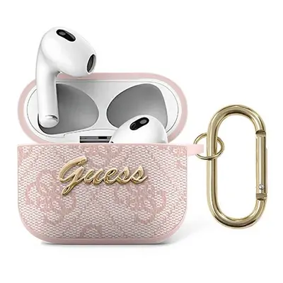 Guess GUA34GSMP pouzdro na Airpods 3. Generace pink 4G Script Metal Collection