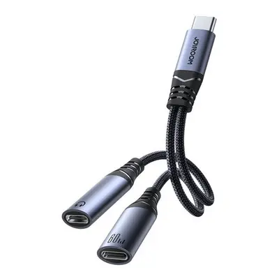 Joyroom SY-C03 adaptér 2v1 rozbočovač USB-C na 2x USB-C - Black