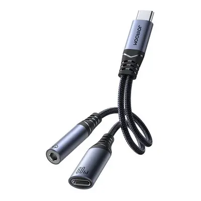 Joyroom SY-C02 adaptér 2v1 rozbočovač USB-C na 1x USB-C/1x Jack 3.5mm - Black