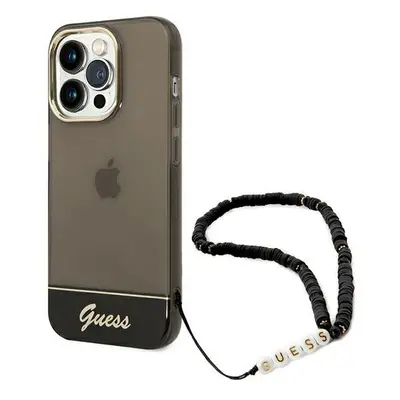 Guess GUHCP14LHGCOHK hard silikonové pouzdro iPhone 14 6.1" black Translucent Pearl Strap