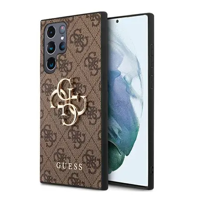 Guess GUHCS22L4GMGBR hard silikonové pouzdro Samsung Galaxy S22 ULTRA 5G brown 4G kovové logo