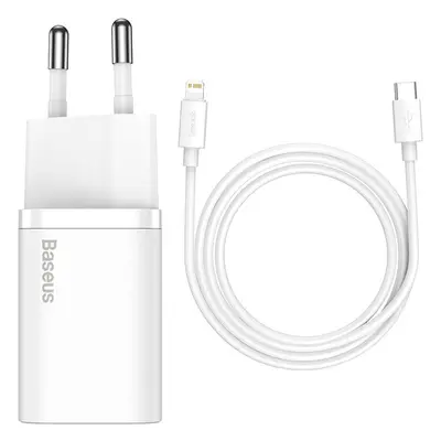 Basues Super Si 1C rychlonabíječka USB-C 20W PD EU s kabelem Lightning 1m White