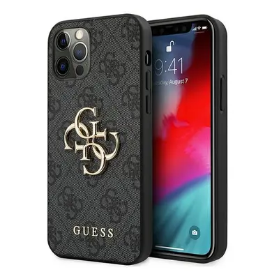 Guess GUHCP12M4GMGGR hard silikonové pouzdro iPhone 12/12 Pro 6,1" grey 4G kovové logo