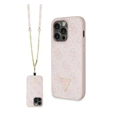 Guess hard silikonový obal iPhone 15 PRO 6.1" Pink Crossbody 4G Diamond Triangle