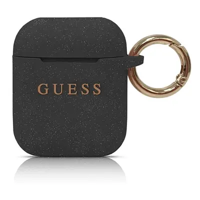 Guess GUACCSILGLBK pouzdro na AirPods 2. Generace / 1. Generace black Silicone Glitter