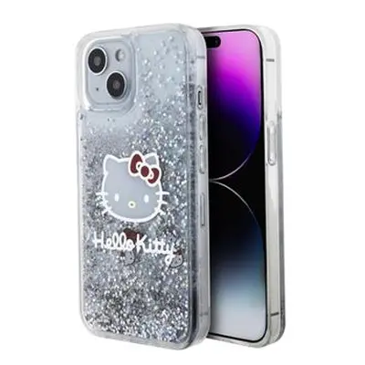 Hello Kitty silikonový obal na iPhone 15 6.1" Liquid Glitter Electroplating Head Logo