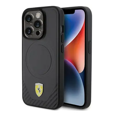 Ferrari hard silikonové pouzdro iPhone 15 PRO 6.1" black Carbon Metal Logo MagSafe