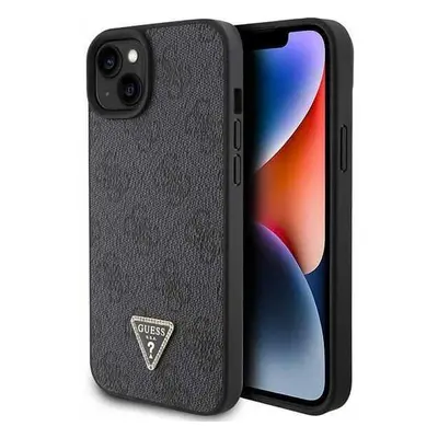 Guess hard kryt iPhone 15 6.1" Black Leather 4G Diamond Triangle