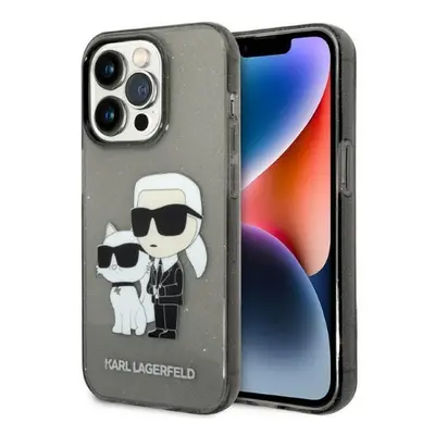 Karl Lagerfeld KLHCP14LHNKCTGK hard silikonové pouzdro iPhone 14 PRO 6.1" black Gliter Karl&Chou