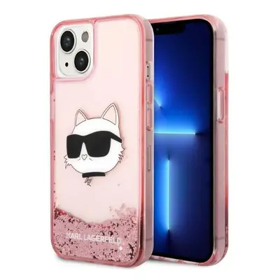 Karl Lagerfeld KLHCP14MLNCHCP hard silikonové pouzdro iPhone 14 PLUS 6.7" pink Glitter Choupette