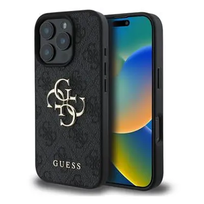 Guess hard silikonový obal iPhone 16 PRO 6.3" Černý 4G Big Metal Logo