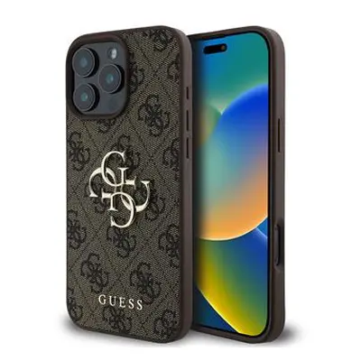 Guess hard silikonový obal iPhone 16 PRO MAX 6.9" Hnědý 4G Big Metal Logo