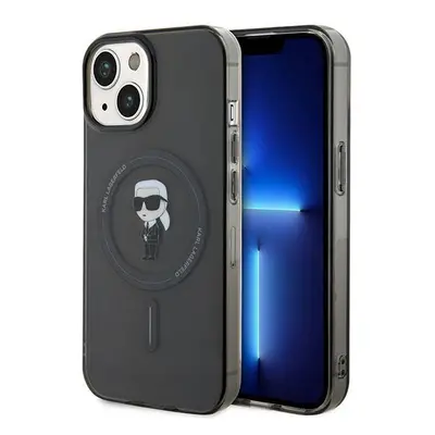 Karl Lagerfeld hard silikonový obal iPhone 15 6.1" Black IML Ikonik MagSafe