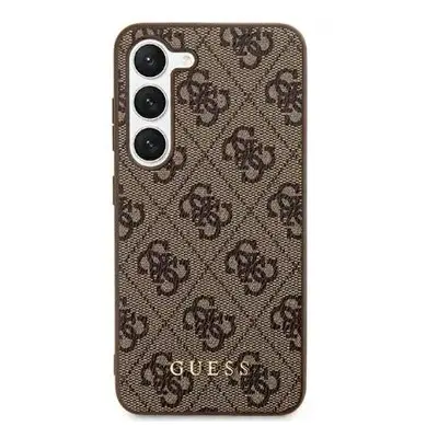 Guess hard silikonové pouzdro Samsung Galaxy S24 PLUS brown 4G Metal Gold Logo