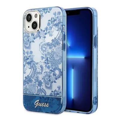 Guess GUHCP14MHGPLHB hard silikonové pouzdro iPhone 14 PLUS 6.7" blue Porcelain Collection