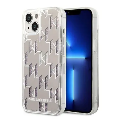 Karl Lagerfeld KLHCP14SLMNMS hard silikonové pouzdro iPhone 14 6.1" silver Liquid Glitter Monogr