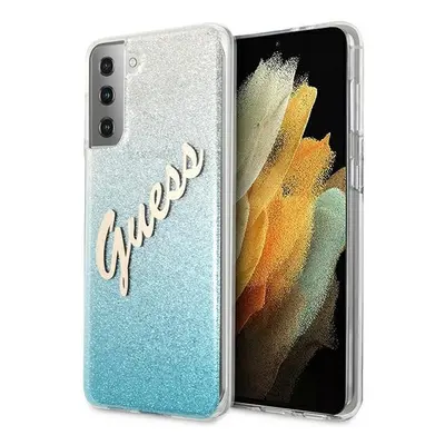 Guess GUHCS21MPCUGLSBL hard silikonové pouzdro Samsung Galaxy S21 PLUS 5G blue Glitter Gradient 