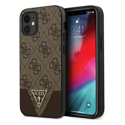 Guess GUHCP12SPU4GHBR hard silikonové pouzdro iPhone 12 Mini 5.4" brown 4G Triangle Collection