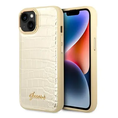 Guess GUHCP14MHGCRHD hard silikonové pouzdro iPhone 14 PLUS 6.7" gold Croco Collection