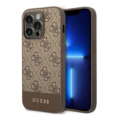 Guess GUHCP14LG4GLBR hard silikonové pouzdro iPhone 14 PRO 6.1" brown 4G Stripe Collection