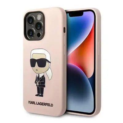 Karl Lagerfeld KLHMP14LSNIKBCP hard silikonové pouzdro iPhone 14 PRO 6.1" pink Silicone Ikonik M