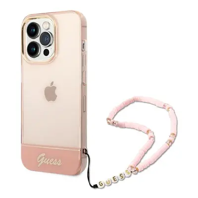 Guess GUHCP14LHGCOHP hard silikonové pouzdro iPhone 14 PRO 6.1" pink Translucent Pearl Strap