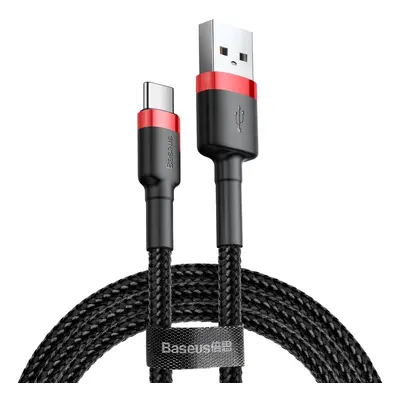 Baseus Cafule extra odolný nylonem opletený kabel USB / USB-C QC3.0 2A 3m black-red