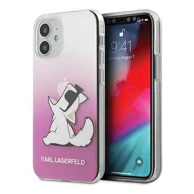 Karl Lagerfeld KLHCP12SCFNRCPI hard silikonové pouzdro iPhone 12 Mini 5.4" pink Choupette fun