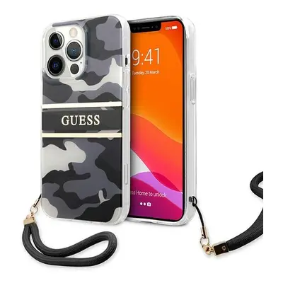 Guess GUHCP13XKCABBK hard silikonové pouzdro iPhone 13 Pro MAX 6.7" black Camo Strap Collection