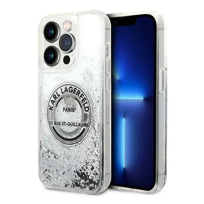 Karl Lagerfeld KLHCP14LLCRSGRS hard silikonové pouzdro iPhone 14 PRO 6.1" silver Liquid Glitter 