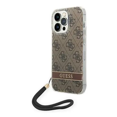 Guess GUOHCP14XH4STW hard silikonové pouzdro iPhone 14 PRO MAX 6.7" brown 4G Print Strap