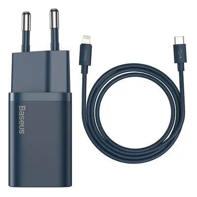 Basues Super Si 1C rychlonabíječka USB-C 20W PD EU s kabelem Lightning 1m Blue