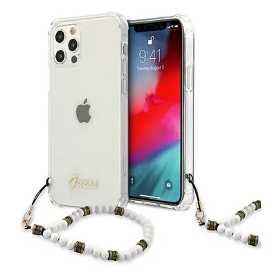 Guess GUHCP12MKPSWH hard silikonové pouzdro iPhone 12 / 12 Pro 6.1" transparent White Pearl