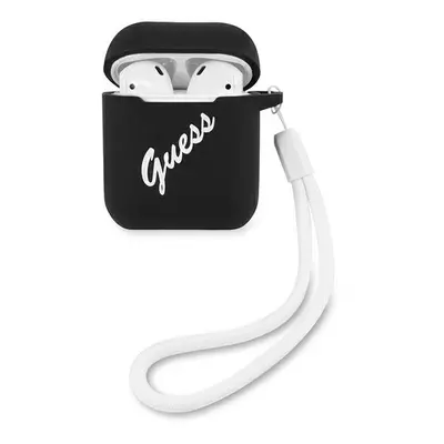 Guess GUACA2LSVSBW pouzdro na AirPods 2. Generace / 1. Generace black white Silicone Vintage