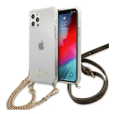 Guess GUHCP12MKC4GSGO hard silikonové pouzdro iPhone 12 / 12 Pro 6.1" transparent 4G Gold Chain