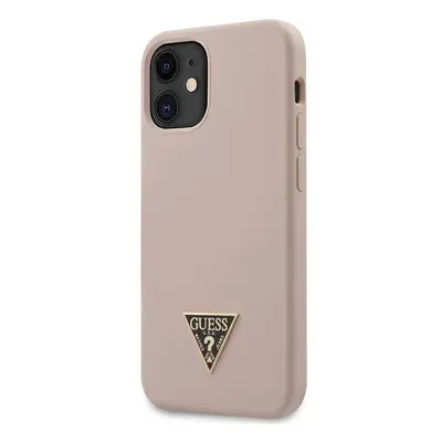 Guess GUHCP12SLSTMLP hard silikonové pouzdro iPhone 12 Mini 5.4" light pink Silicone Triangle Lo