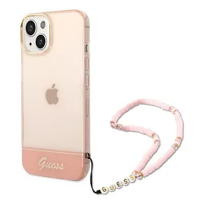 Guess GUHCP14MHGCOHP hard silikonové pouzdro iPhone 14 PLUS 6.7" pink Translucent Pearl Strap