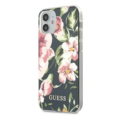 Guess GUHCP12SIMLFL03 hard silikonové pouzdro iPhone 12 Mini 5.4" navy N°3 Flower Collection