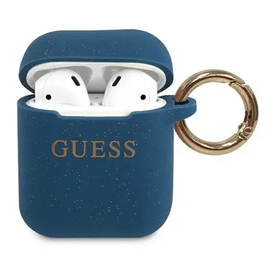 Guess GUACCSILGLBL pouzdro na AirPods 2. Generace / 1. Generace blue Silicone Glitter