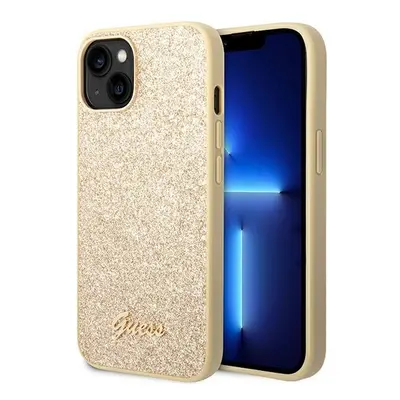 Guess GUHCP14MHGGSHD hard silikonové pouzdro iPhone 14 PLUS 6.7" gold Glitter Script