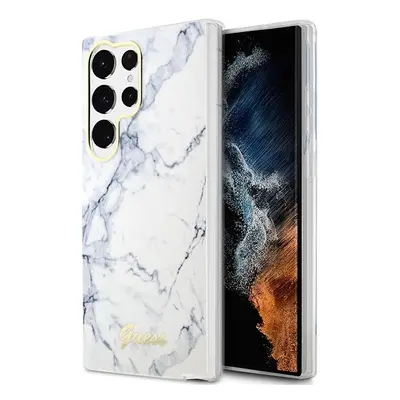 Guess GUHCS23LPCUMAH hard silikonové pouzdro Samsung Galaxy S23 ULTRA 5G white Marble