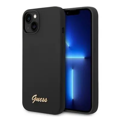 Guess GUHCP14MSLSMK hard silikonové pouzdro iPhone 14 PLUS 6.7" black Silicone Vintage Gold Logo