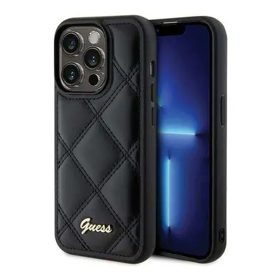 Guess hard obal na iPhone 15 PRO 6.1" Black Quilted Metal Logo