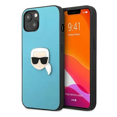 Karl Lagerfeld KLHCP13SPKMB hard silikonové pouzdro iPhone 13 Mini 5.4" blue Leather Ikonik Karl