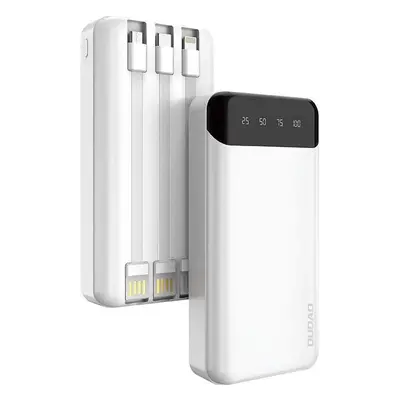 Dudao K6Pro+ powerbanka 20000mAh se zabudovanými kabely USB-C + microUSB + Lightning Bílá